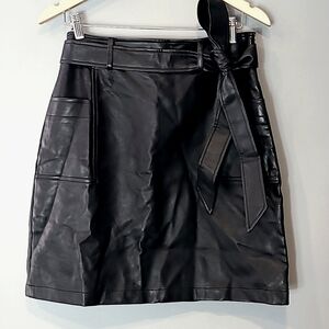 BAGATELLE black faux leather midi skirt medium 90s Military‎ Academia Goth Y2K